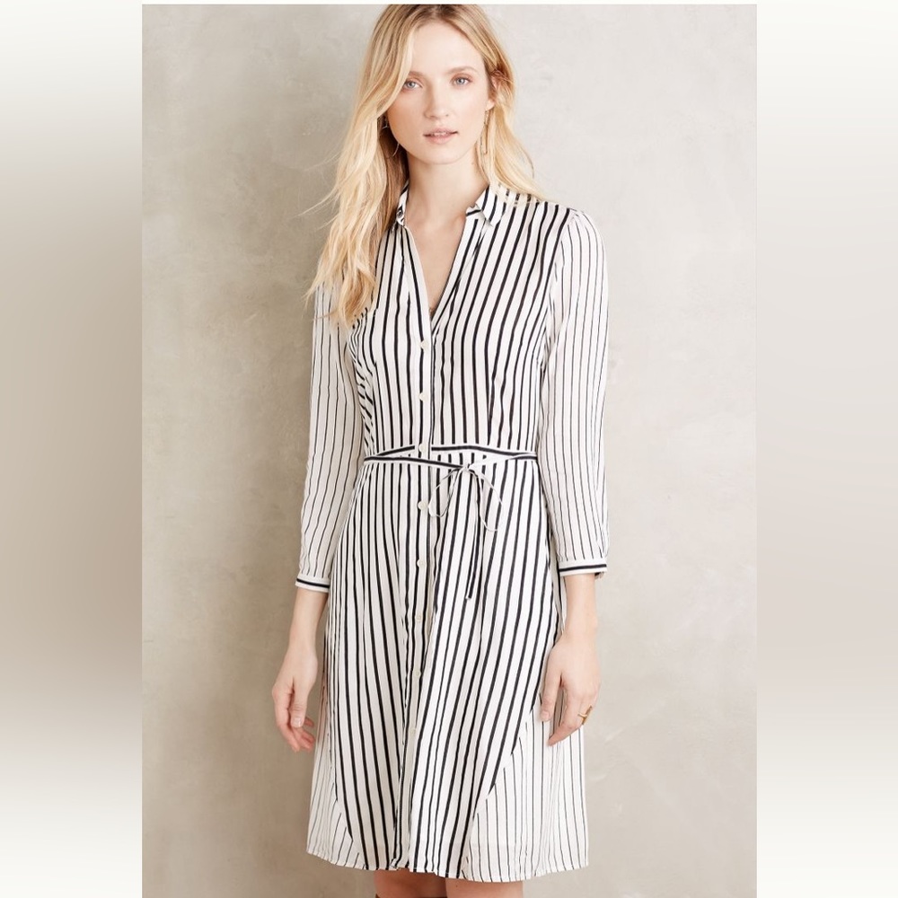 Anthropologie Therain Shirtdress Black and White Striped XS